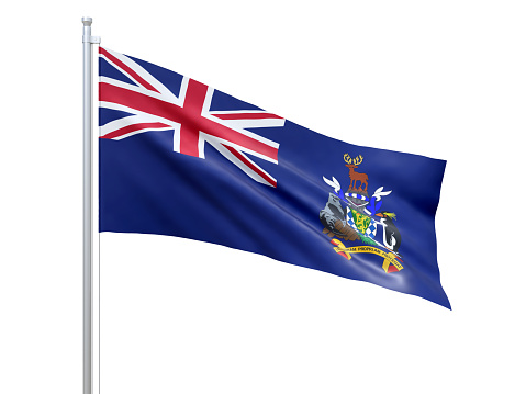 South Georgia and the South Sandwich Islands realistic flag with high resolution fabric texture