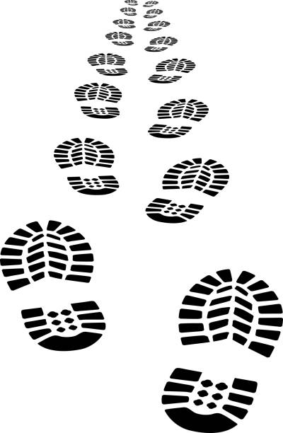 footprints isolated footprints shoe print stock illustrations