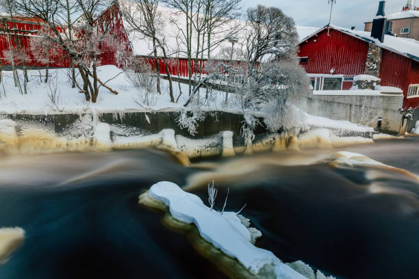 istock Frozen River in Lapland, Winter landscape in Finland 1297273519