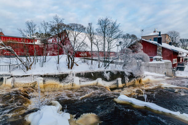 istock Frozen River in Lapland, Winter landscape in Finland 1297274320