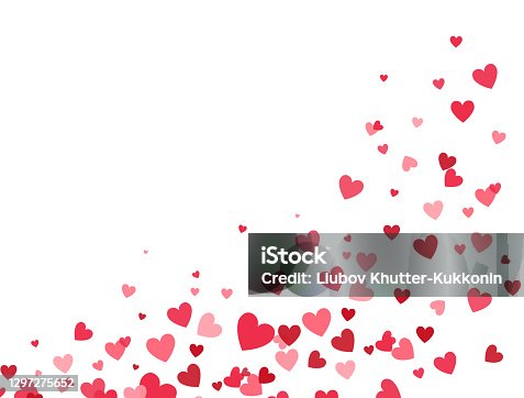 istock Valentines Day banner for greeting cards, wedding invitation, gift packages. Heart flying frame. Celebration backdrop. Bright pink hearts confetti falling on white background. Vector illustration 1297275652