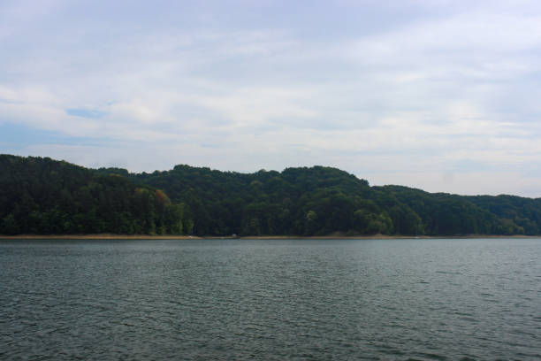 istock Looking at the surface of a large and beautiful mountain lake 1297276263