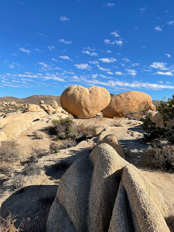 A giant boulder accessible via an unmarked trail from the White Tank Campground has a natural formation in the shape of a heart. It's about 10 feet tall, rising out of a landscape strewn with boulders.