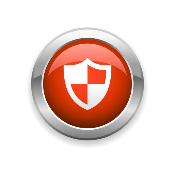 쉴드 보호 광택 아이콘 - shielding shield security red stock illustrations