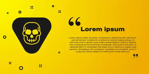 Vector illustration of Black Guitar pick icon isolated on yellow background. Musical instrument. Vector