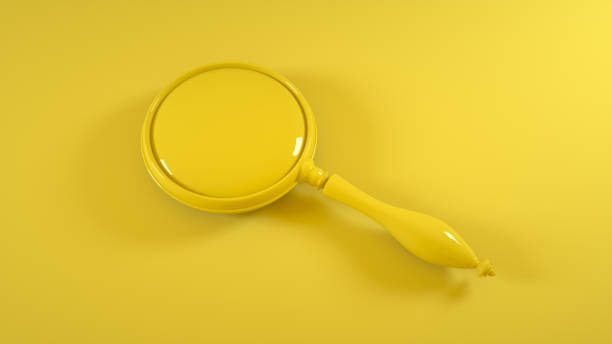 istock Magnifying glass isolated on yellow background. 3d rendering 1297287433