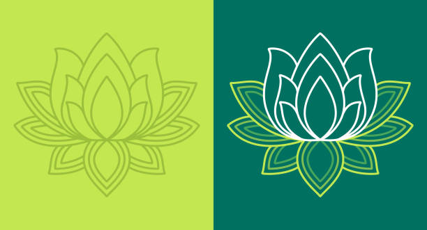 illustrazioni stock, clip art, cartoni animati e icone di tendenza di simboli dei fiori di loto - lotus