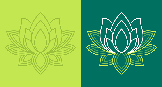 Lotus blossom line drawing symbol.