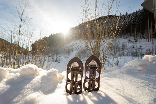 Snowshoes after a winter outdoor activity