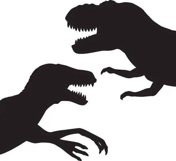 Vector illustration of Dinosaur Heads Silhouettes