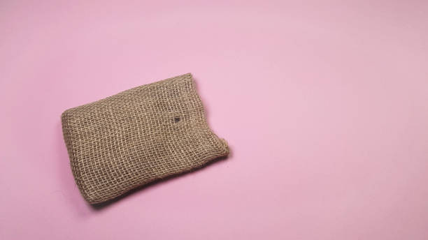 istock Canvas DIY bag, on pink background, DIY concept, top view, copy space 1297304031