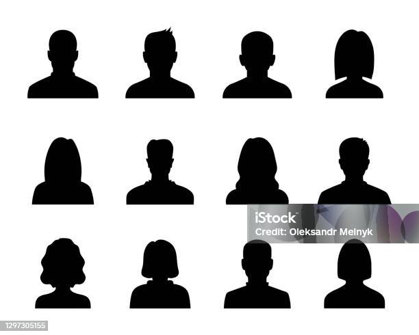 Anonymous Black Avatars Collection Set Of Male And Female Silhouettes User Profile Icon Stock Illustration - Download Image Now