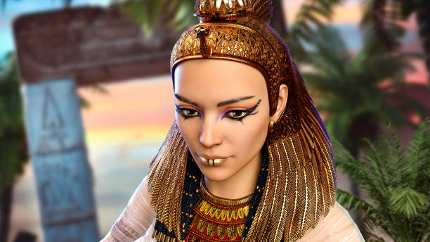 fermez-vous vers le haut du pharaon égyptien reine cléopâtre - cleopatra pharaoh ancient egyptian culture women photos et images de collection