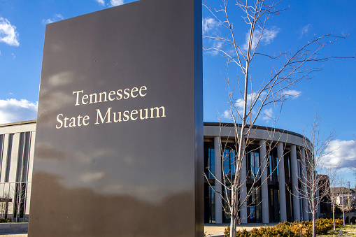 January 18, 2021 - Nashville, Tennessee, U.S.: The Tennessee State Museum. Tracing the state's past through Indian artifacts, replicas of pioneer buildings & Civil War relics.