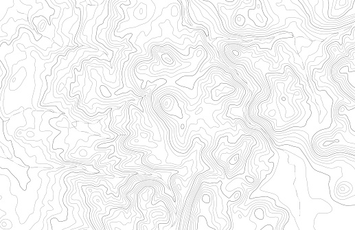 Topographic map contours in hilly or mountainous terrain