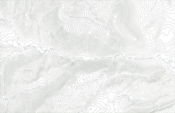 Topographic map contours Topographic map contours with streams in hilly or mountainous terrain topography stock illustrations