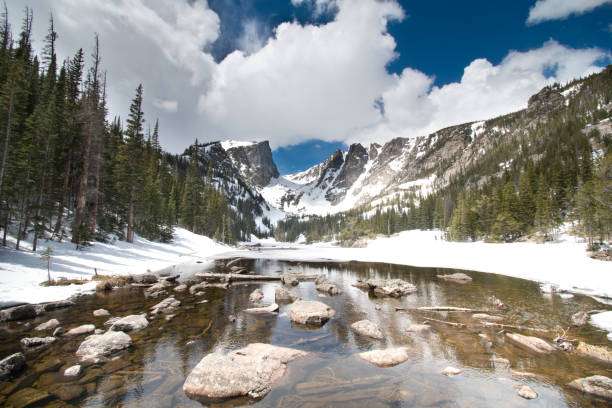 lago dos sonhos - parque nacional rocky mountain - parque estes - boulder lake - fotografias e filmes do acervo