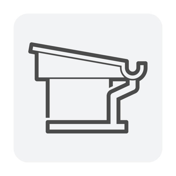 ilustrações de stock, clip art, desenhos animados e ícones de gutter and drainage system vector icon design. - eaves