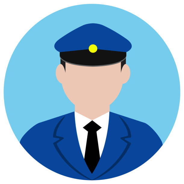 kreisarbeiter avatar symbol illustration (oberkörper) / polizei mann, busfahrer - lokführer stock-grafiken, -clipart, -cartoons und -symbole