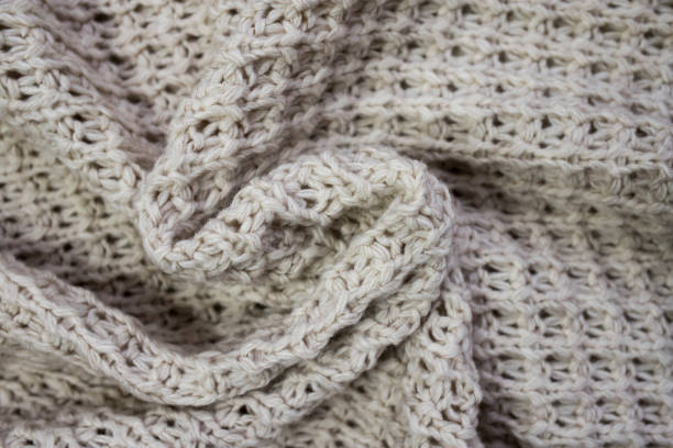 istock The texture of the knitted woolen thread in close-up. 1297330140