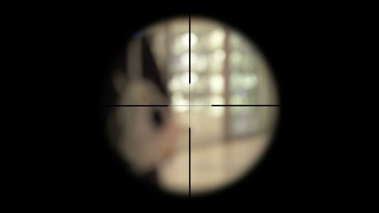 Sniper scope on people terrorism concept