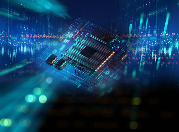 istock 3d rendering  of Abstract futuristic blue circuit board and cpu 1297333612