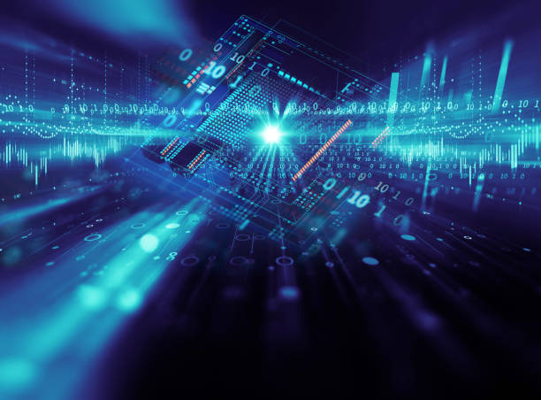 istock 3d rendering  of Abstract futuristic blue circuit board and cpu 1297333679