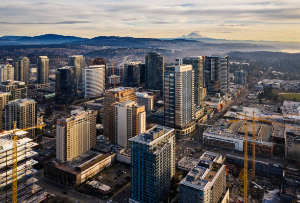 Aerial View of Downtown Bellevue stock photo