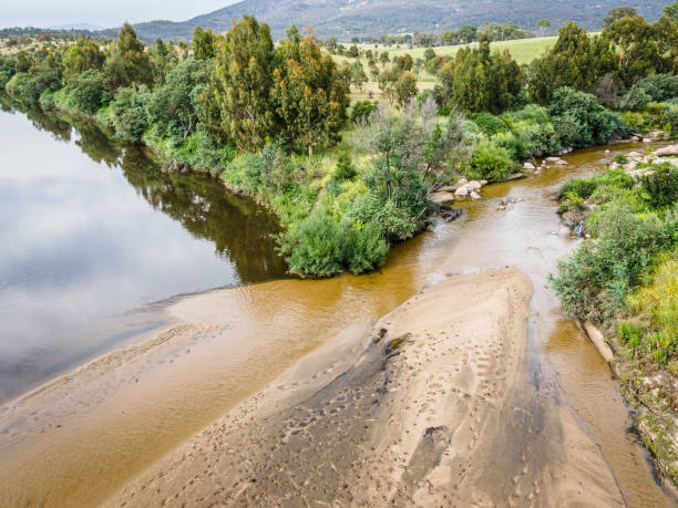 conflux des rivières murrumbidgee et gudgenby - gurgling photos et images de collection