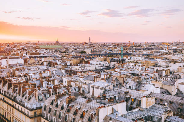 istock Sunset in Paris Aerial View 1297341360