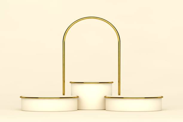 istock Gold detailed empty product stand 1297349503
