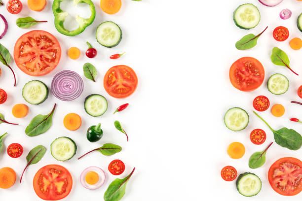 istock Fresh vegetables background with a place for text, a flat lay 1297356169
