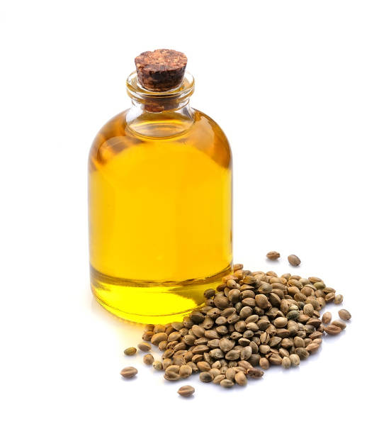 istock Hemp raw oil on white backgrounds. 1297356762