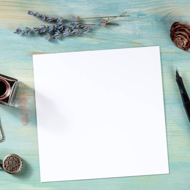 istock Square greeting card or invitation design template, shot from above 1297356764