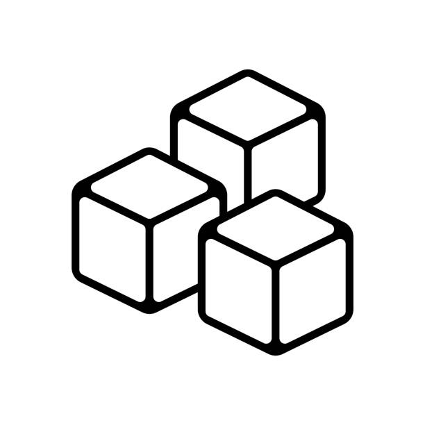 кубик льда или сахарная пища значок вектор - ice stock illustrations
