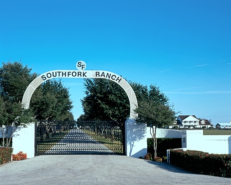 Entrance to Southfork Ranch (Setting of the TV programme Dalllas), Texas, USA.