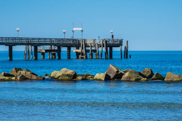 Pier on the Baltic Sea coast in Wustrow, Germany.