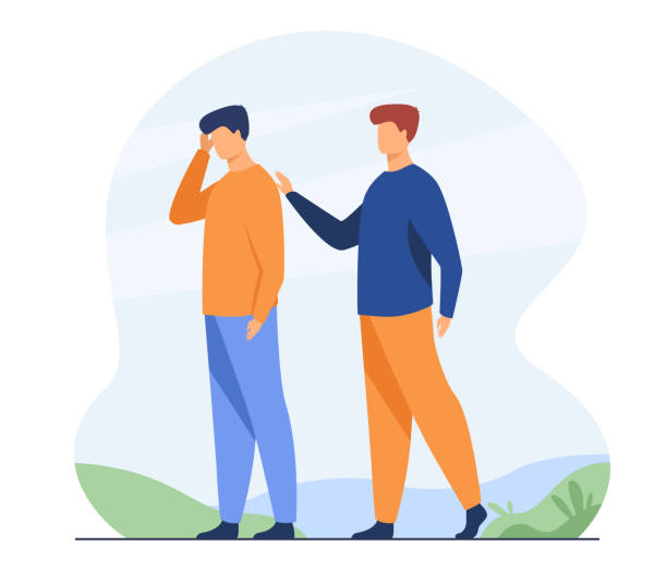 Man Giving Comfort To Upset Friend Stock Illustration - Download Image Now  - Empathy, Consoling, Men - iStock