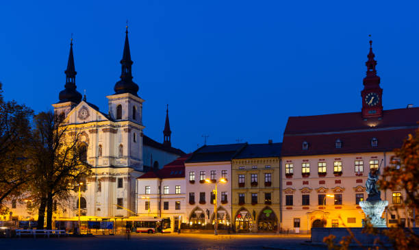 istock Night view of Masaryk Square, Jihlava 1297378997
