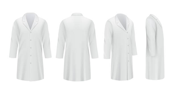 istock Medical coats. White templates professional doctor clothes specialists uniform decent vector mockup 1297381442