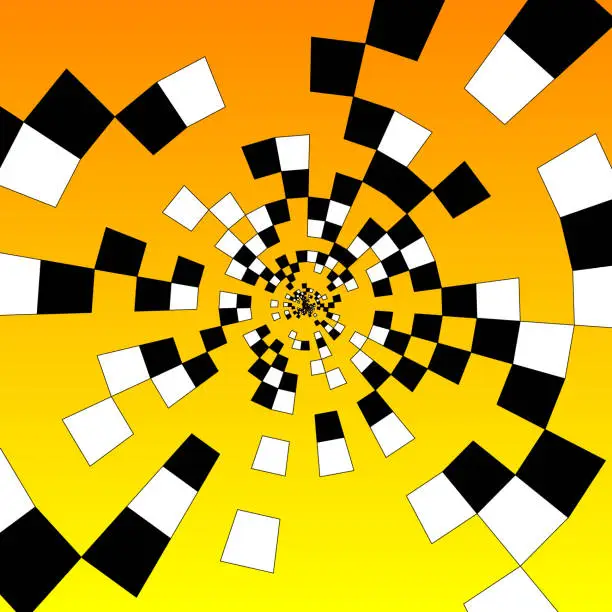 Vector illustration of Black and white squares forming circular pattern, most are left out