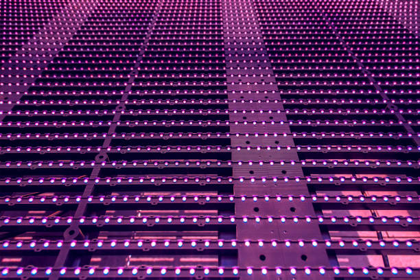 istock LED Outdoor Media Facade, digital signage screen. Exterior facade light, wall LED pixels light, architectural media lights. 1297385850