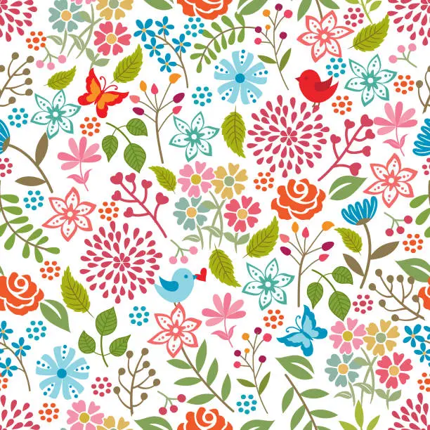 Vector illustration of Floral seamless pattern .