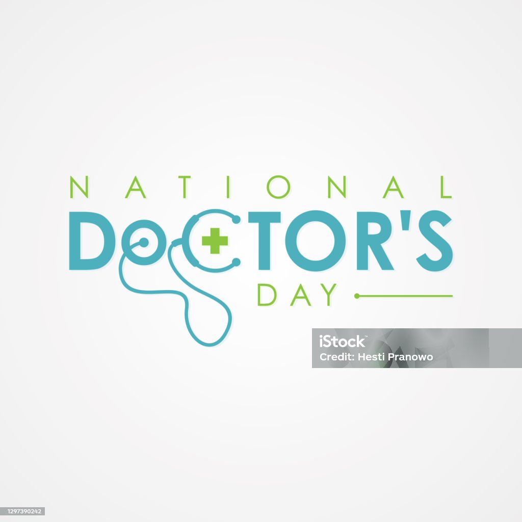 Typography for National Doctors Day with stethoscope - Royalty-free Dia nacional dos médicos arte vetorial