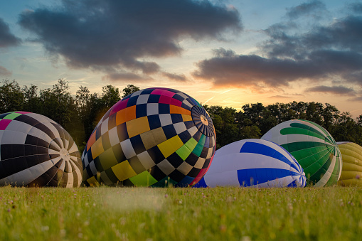 Air Ventures balloon safaris in Johannesburg at cradlemoon nature reserve with balloon rising up taking guests for the ride. July 29, 2023.