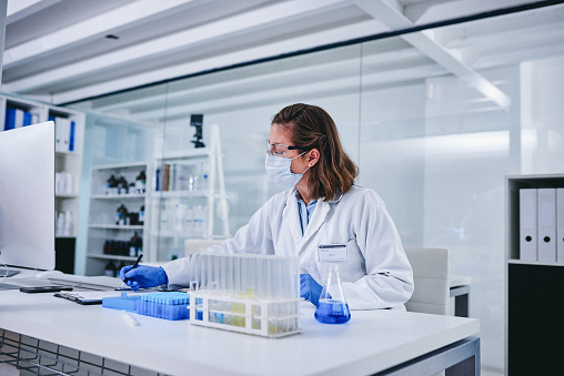 Shot of a scientist conducting medical research in a laboratory