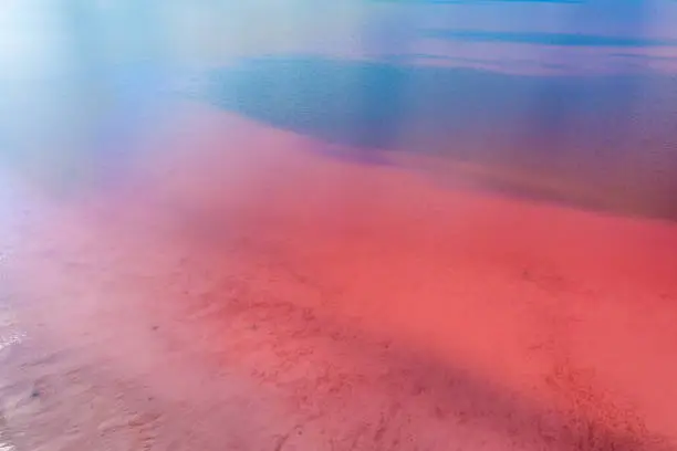 Photo of View from above at Pink lake. Abstract nature background