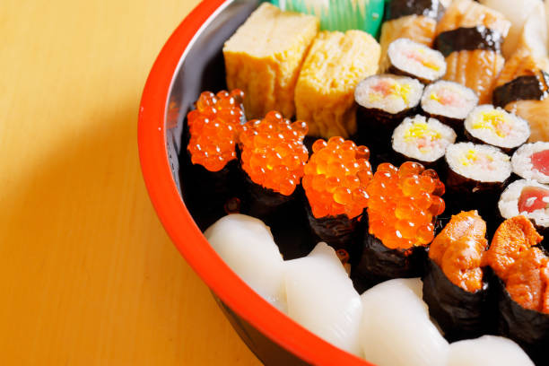 Assortment of fresh and delicious sushi