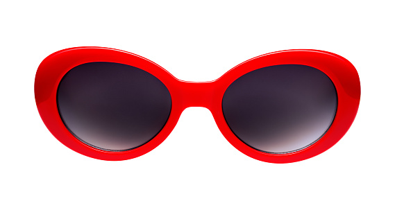 Red sunglasses isolated on white.