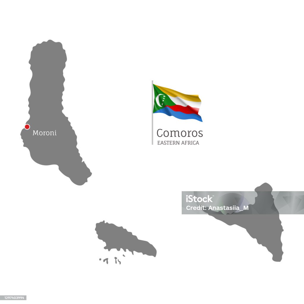 Mappa Del Paese Delle Comore Immagini vettoriali stock e altre